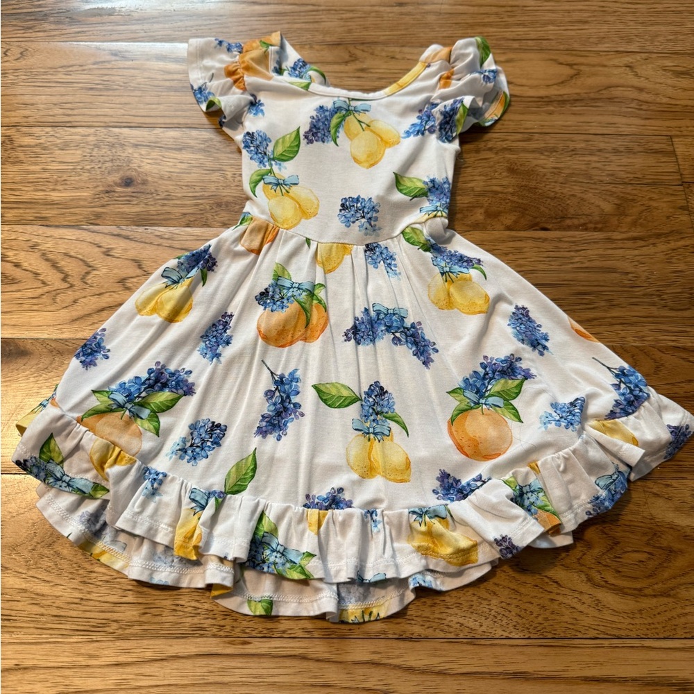 Posh Peanut Floral Kids Dress - Yellow, Blue, Green
